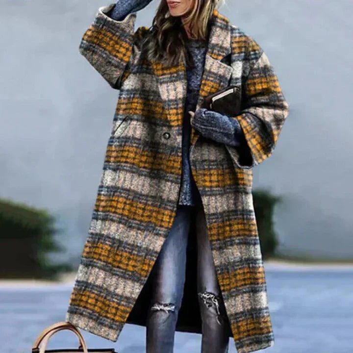Damen Wintermantel Lang Elegant Schwarz