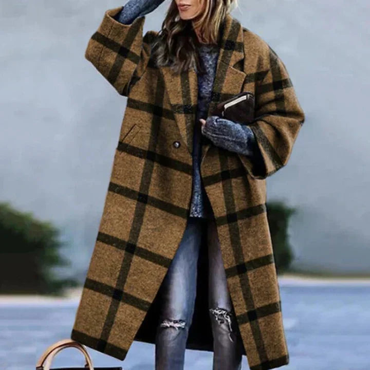 Damen Wintermantel Lang Elegant Schwarz