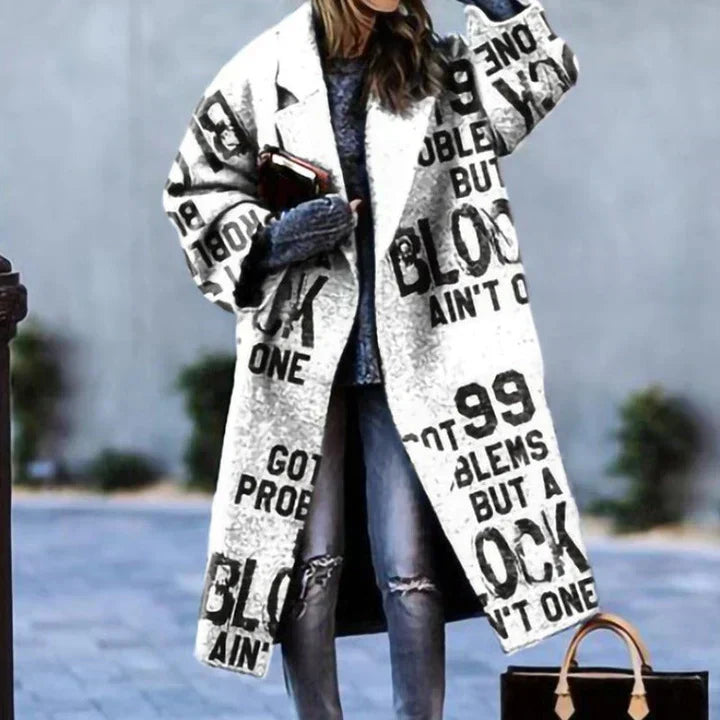 Damen Wintermantel Lang Elegant Schwarz