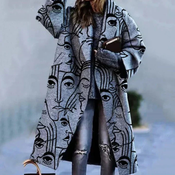 Damen Wintermantel Lang Elegant Schwarz