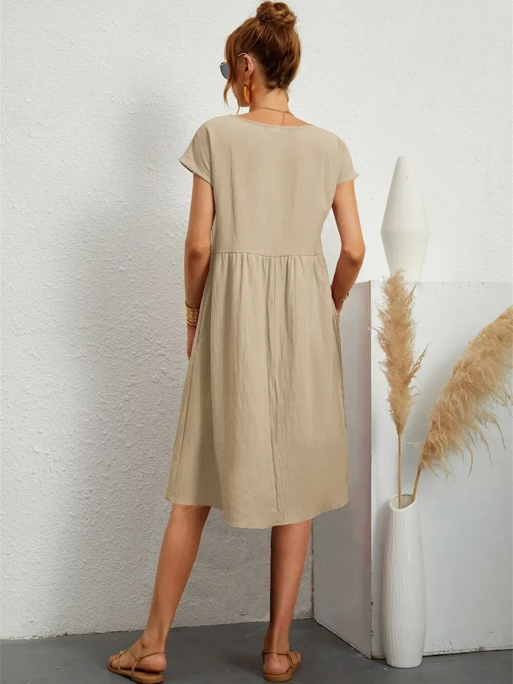 Sommerkleid Frauen Leicht Rosa Elegant