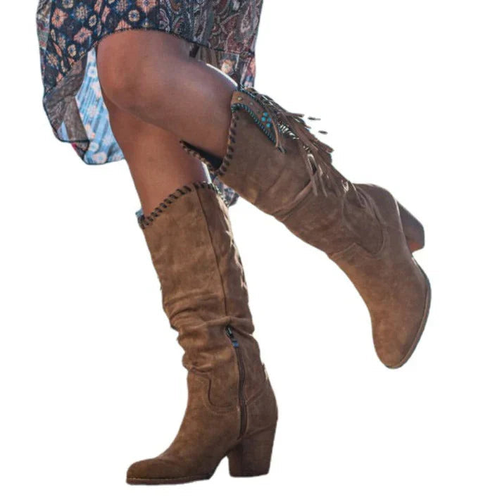 Cowboy-Stiefel Winter Quadratische Absätze Damenschuhe - BerlinGlamour