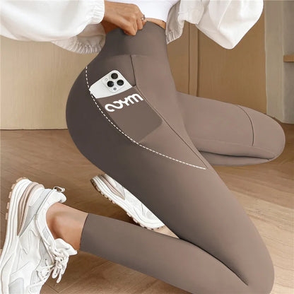 Damen Leggings Sportlich Mit Tasche Für Yoga