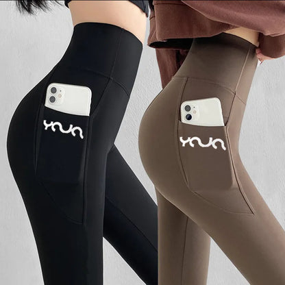 Damen Leggings Sportlich Mit Tasche Für Yoga
