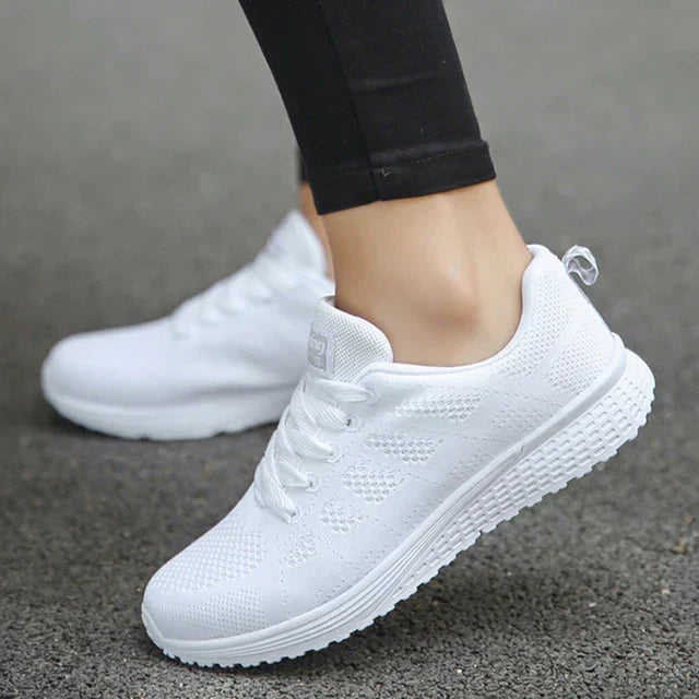 Durchlaufende Sneaker Damen Atmungsaktiv Mesh Schwarz