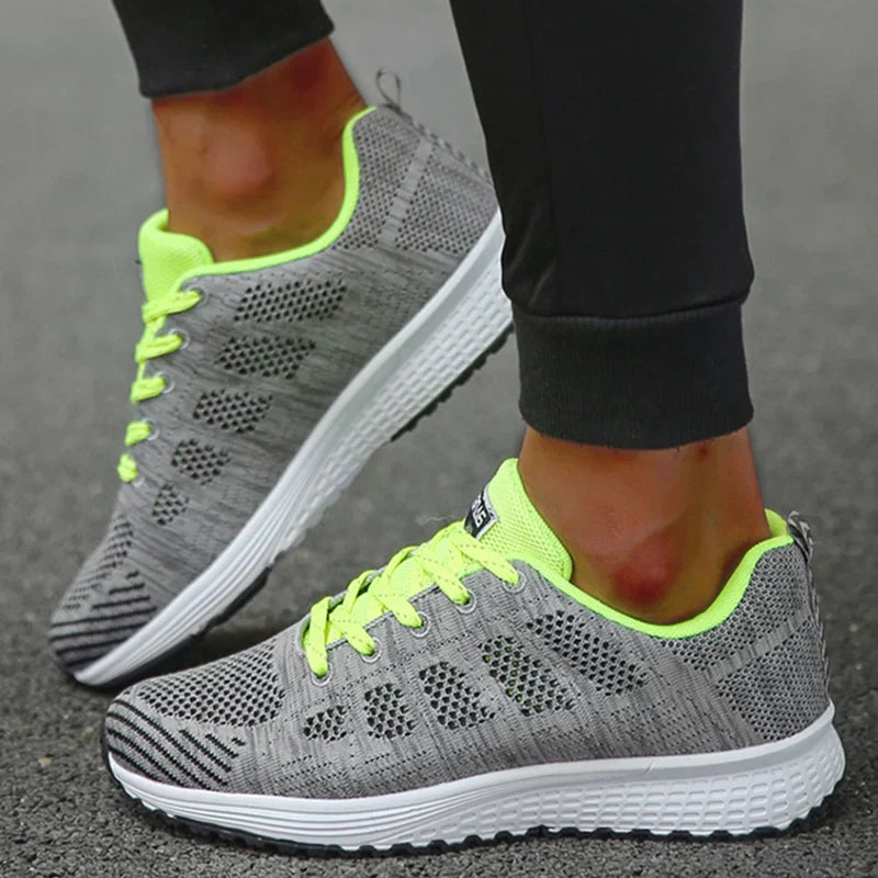 Durchlaufende Sneaker Damen Atmungsaktiv Mesh Schwarz