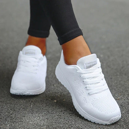 Durchlaufende Sneaker Damen Atmungsaktiv Mesh Schwarz