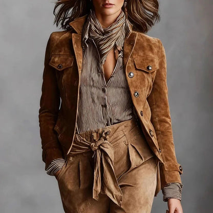 Lederjacke Damen Kunstleder mit Brusttaschen Schwarz - BerlinGlamour