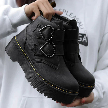 Damen Stiefeletten Dicksohlige Schuhe Modisch Schwarz