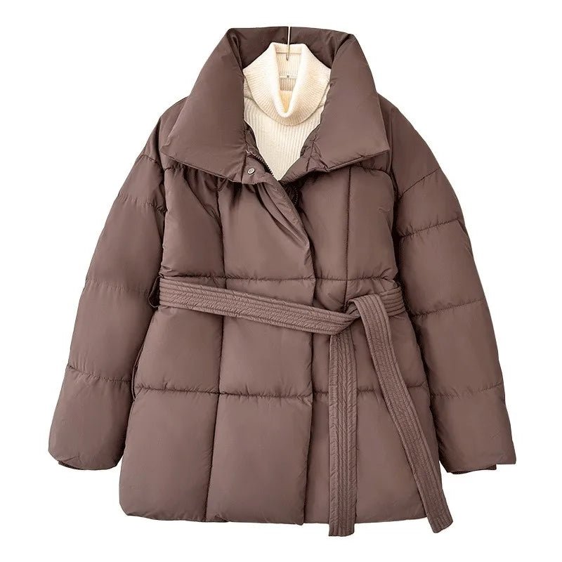 Damen Steppmantel Warm Winter Mantel mit Gürtel