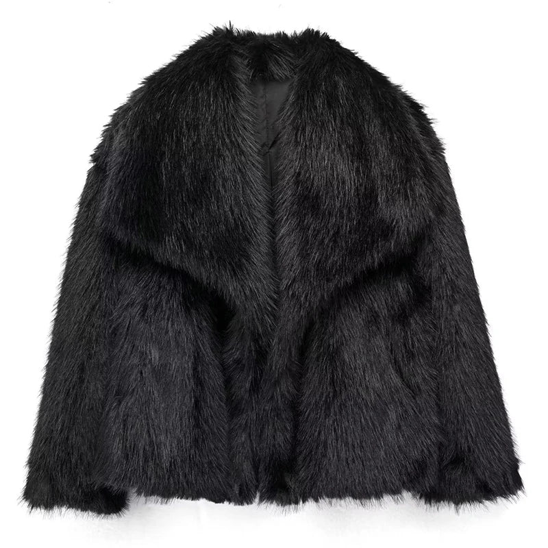 Damen Kurze Winterjacke Kunstfell Warm Modern