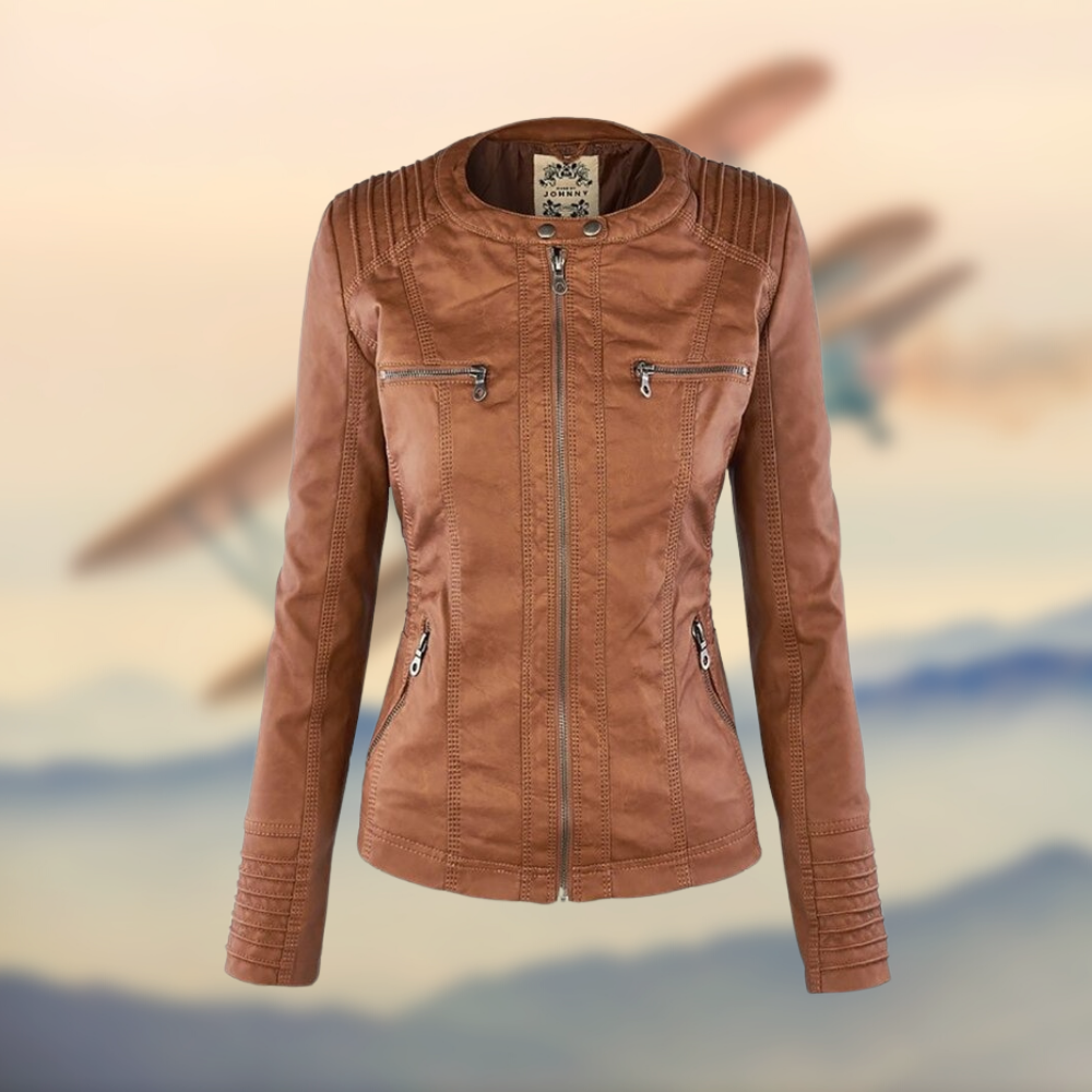 Lederjacke Damen Slim Fit Reißverschluss Modern - BerlinGlamour