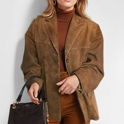 Lederjacke Damen Urban Style Lederjacke Locker Sitzend - BerlinGlamour