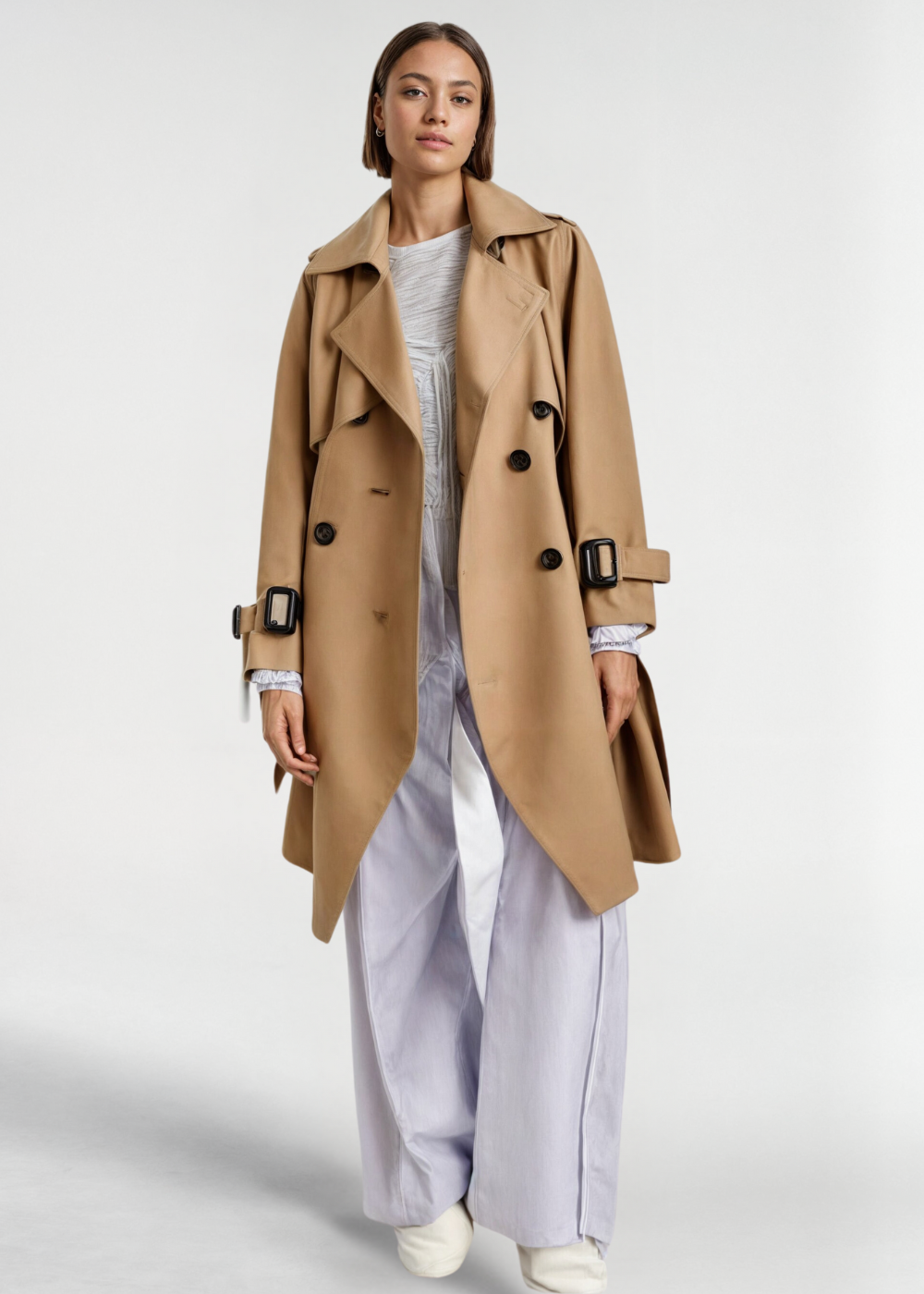 Damen Trenchcoat Lang Wasserfest Winter Mantel Mit Gürtel - BerlinGlamour