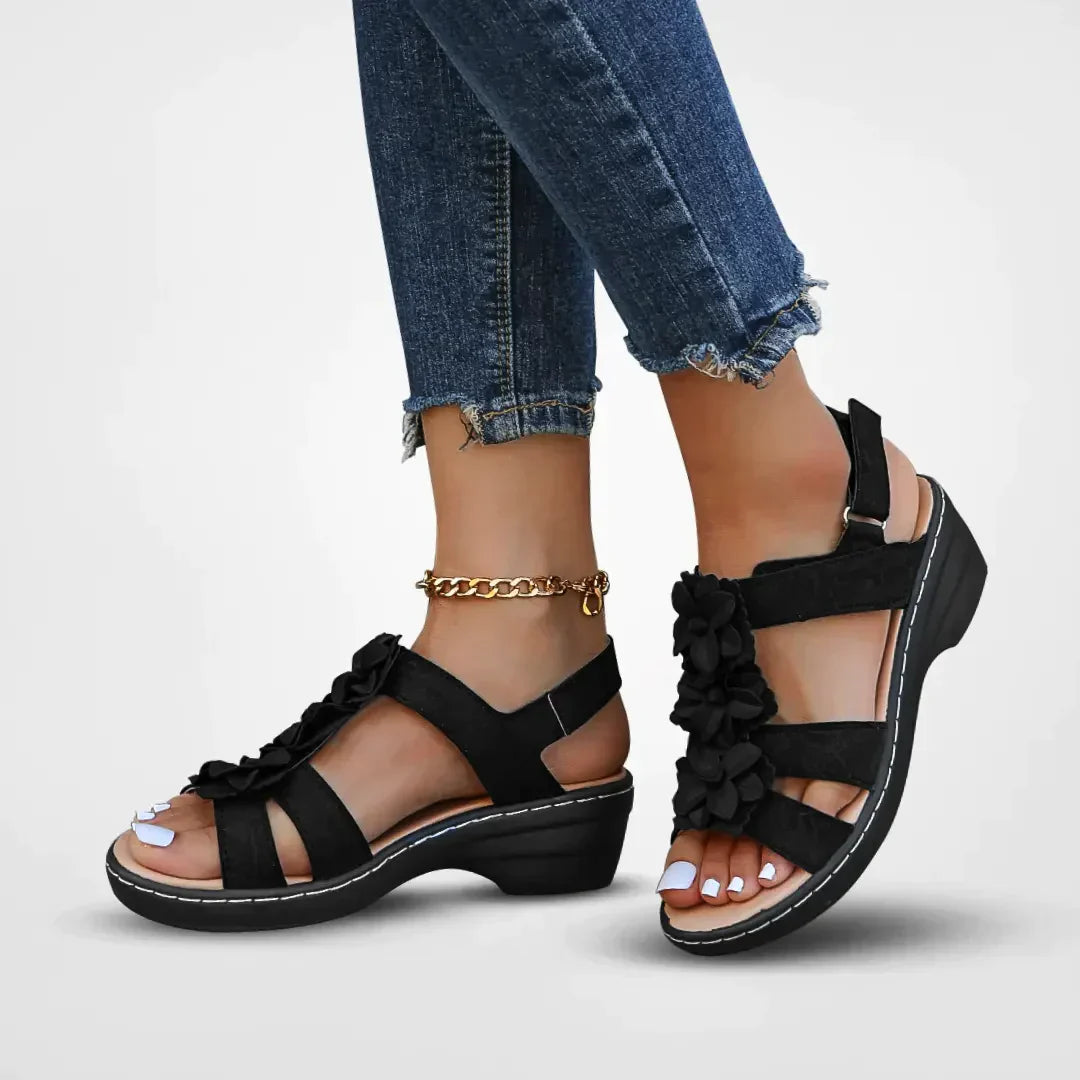 Orthopädische Sandalen Damen Blumenmuster Bequem