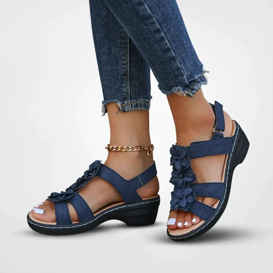 Orthopädische Sandalen Damen Blumenmuster Bequem
