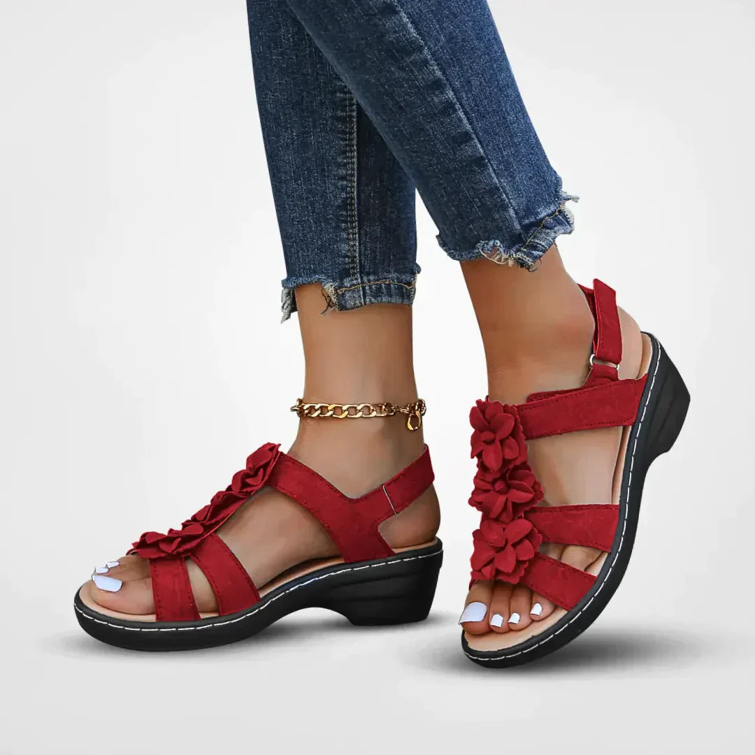 Orthopädische Sandalen Damen Blumenmuster Bequem