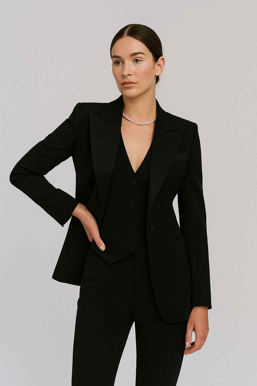 Damen Hosenanzug Set 3-teilig Business Chic