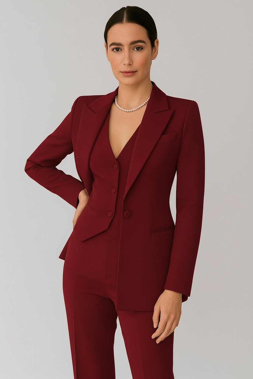 Damen Hosenanzug Set 3-teilig Business Chic