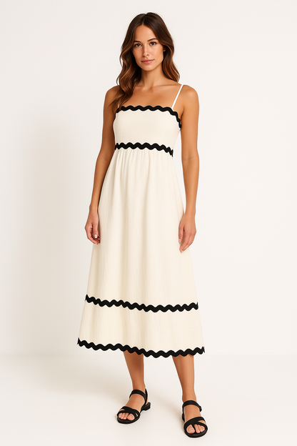 Damen Maxikleid A-Linie Spaghettiträger Sommerkleid