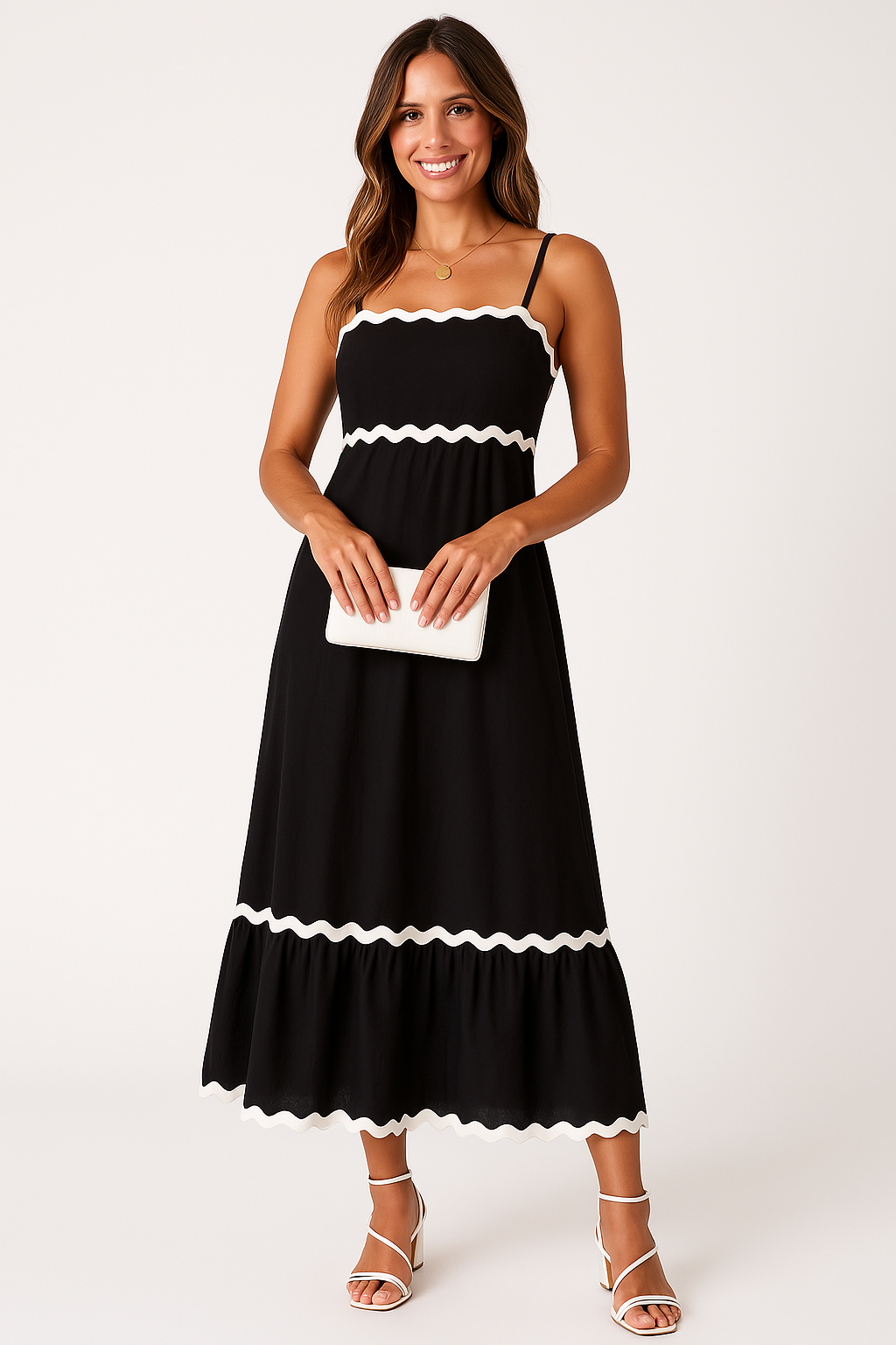 Damen Maxikleid A-Linie Spaghettiträger Sommerkleid - BerlinGlamour