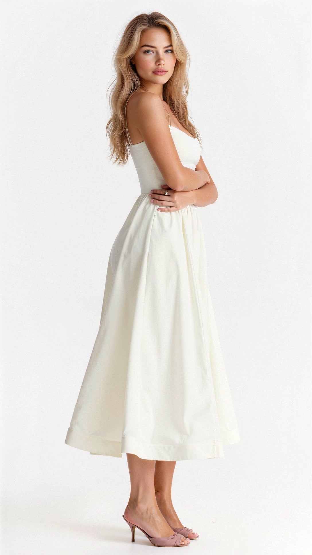Damen A-Linie Midikleid im Ascot Stil Elegantes Kleid