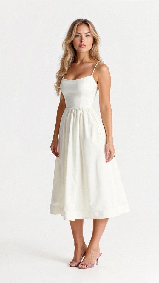 Damen A-Linie Midikleid im Ascot Stil Elegantes Kleid - BerlinGlamour