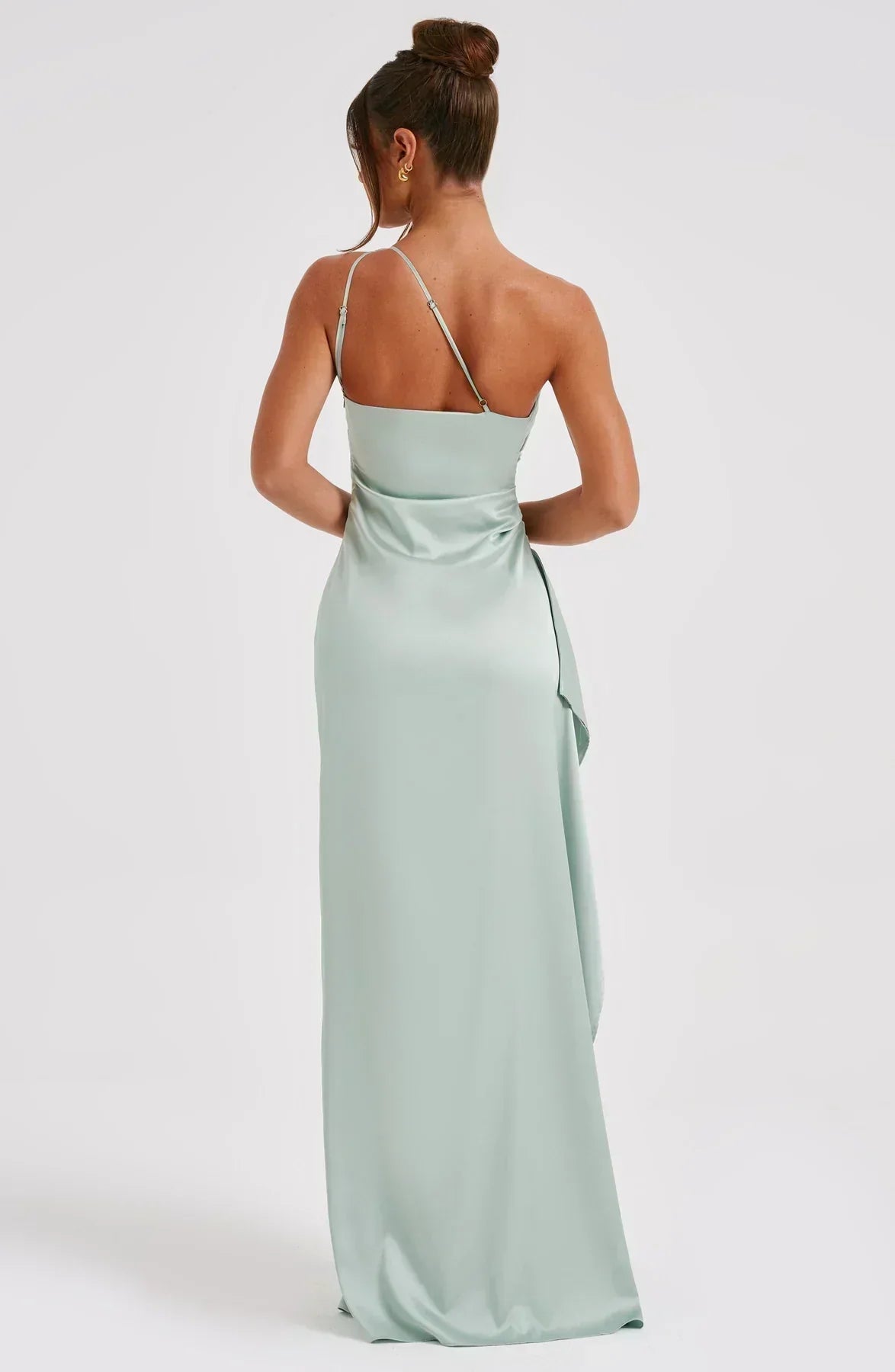Damen Maxikleid mit Schlitz und Asymmetrischem Ausschnitt
