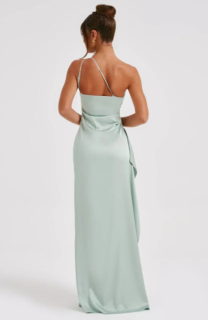 Damen Maxikleid mit Schlitz und Asymmetrischem Ausschnitt