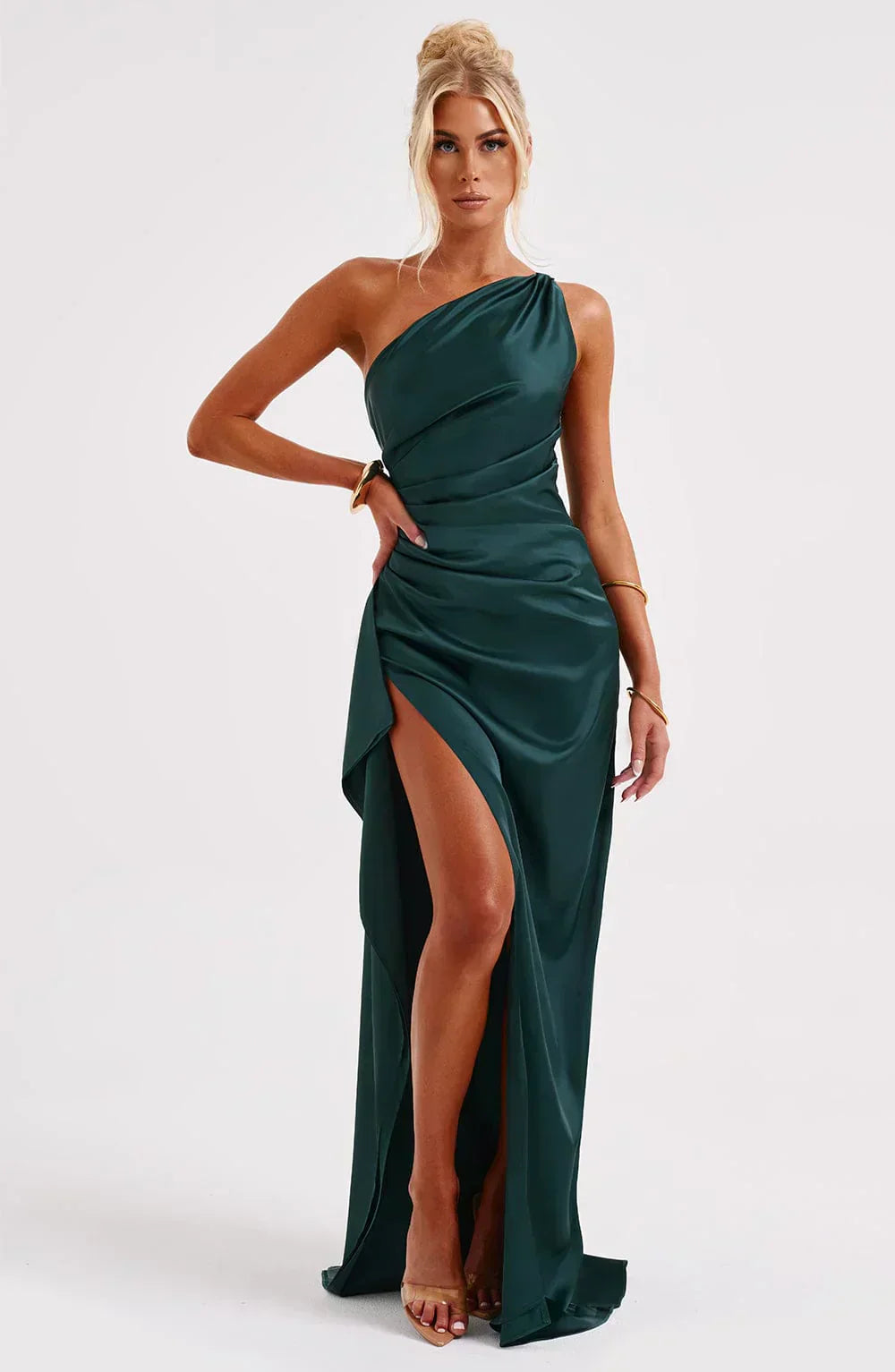 Damen Maxikleid mit Schlitz und Asymmetrischem Ausschnitt