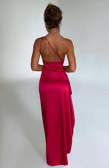 Damen Maxikleid mit Schlitz und Asymmetrischem Ausschnitt