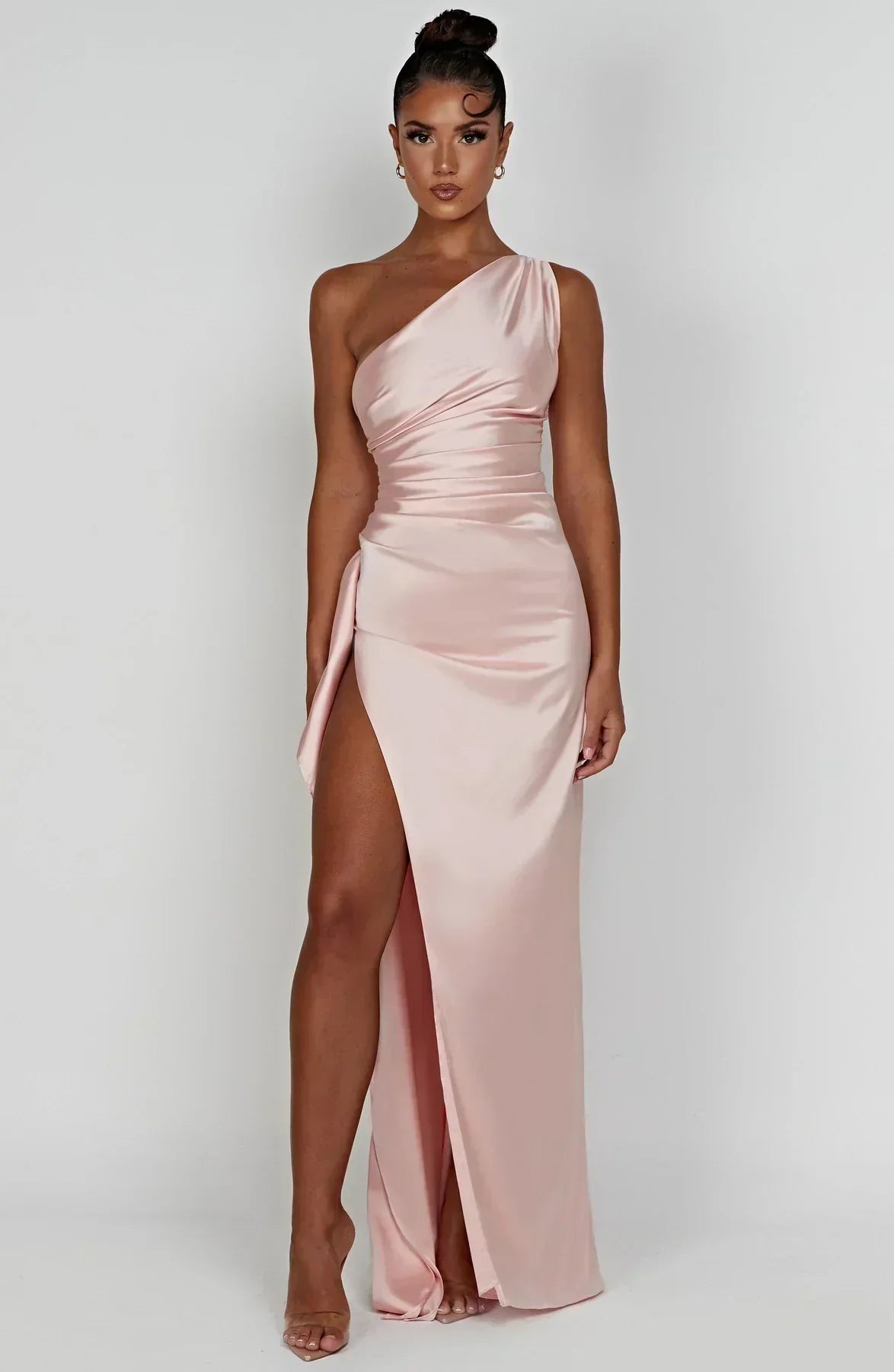 Damen Maxikleid mit Schlitz und Asymmetrischem Ausschnitt