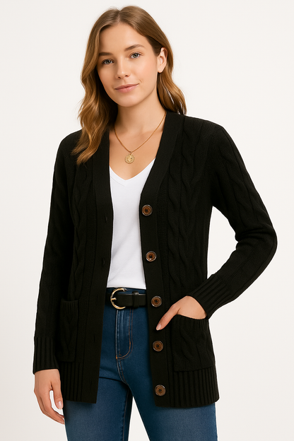 Damen Cardigan Strick Zopfmuster Frühjahr Modern
