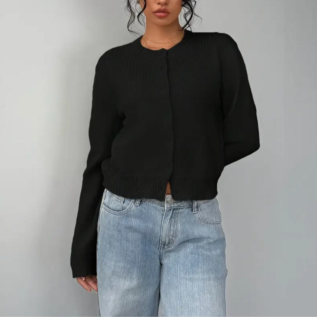 Damen Cardigan Frühling Mit Kragen Und Knöpfen
