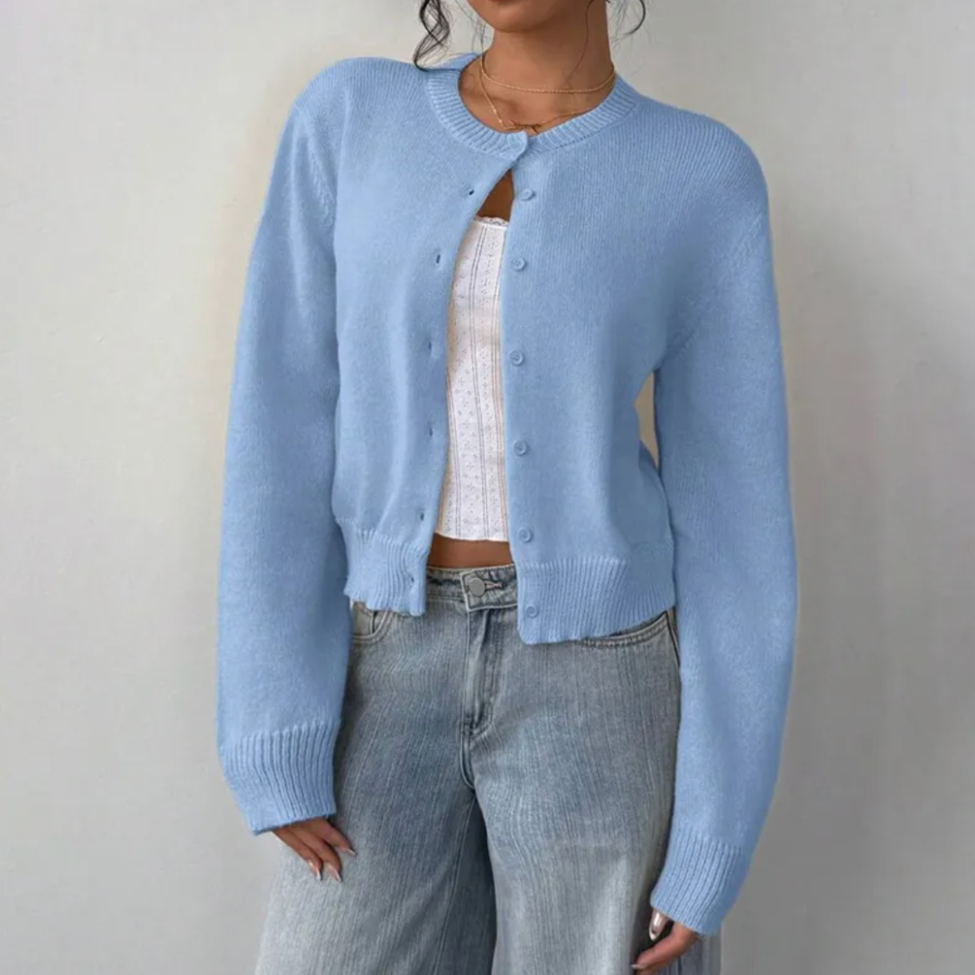 Damen Cardigan Frühling Mit Kragen Und Knöpfen