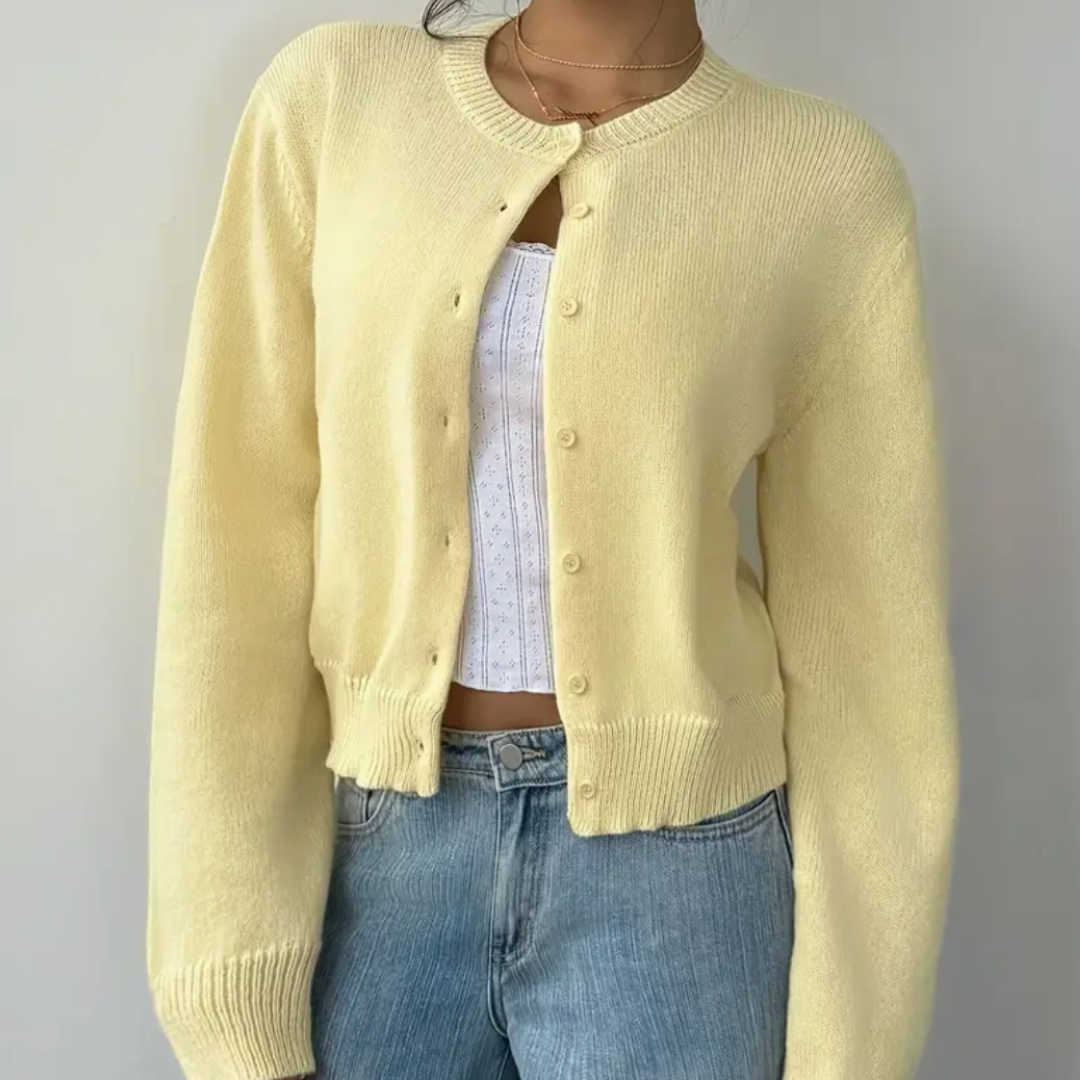 Damen Cardigan Frühling Mit Kragen Und Knöpfen