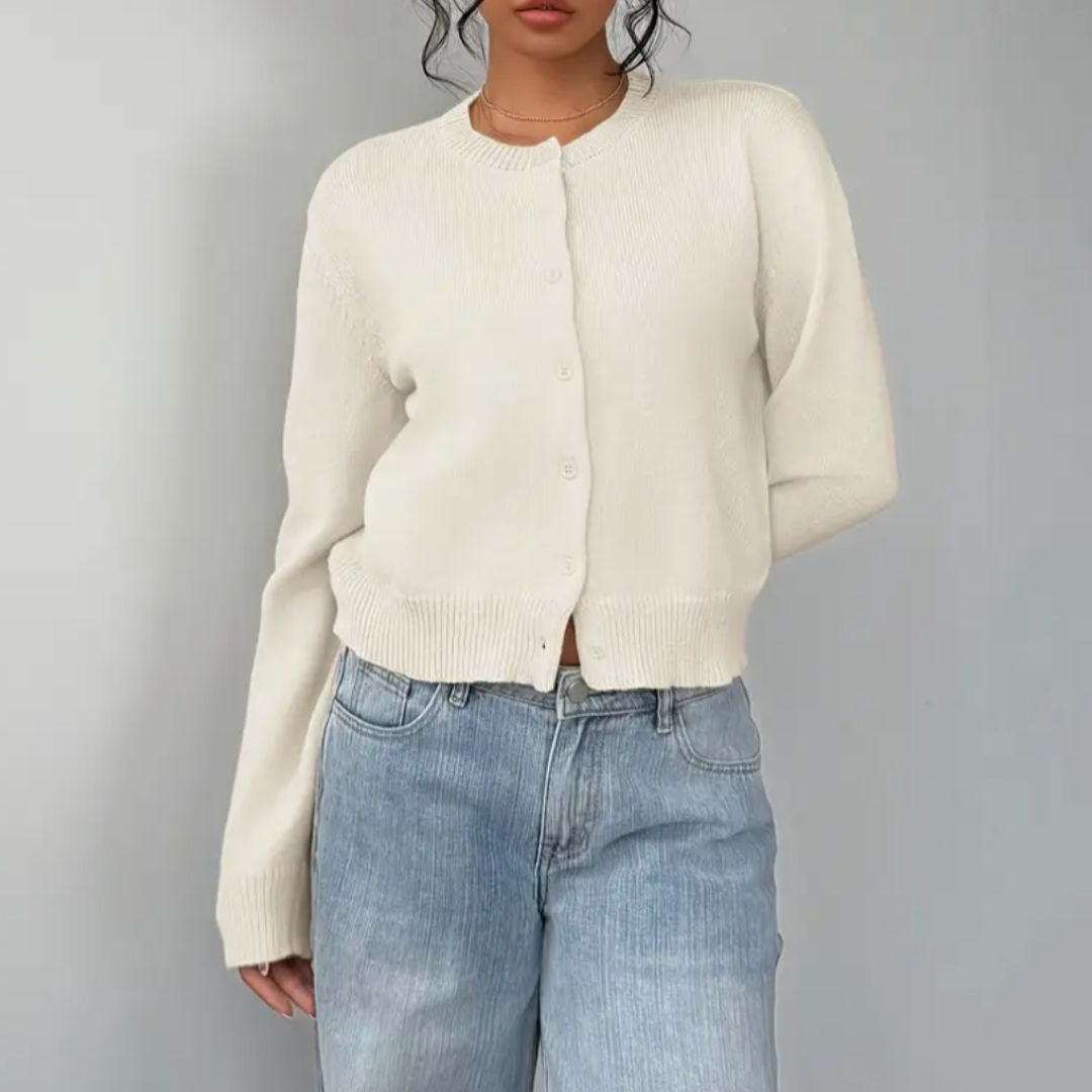 Damen Cardigan Frühling Mit Kragen Und Knöpfen