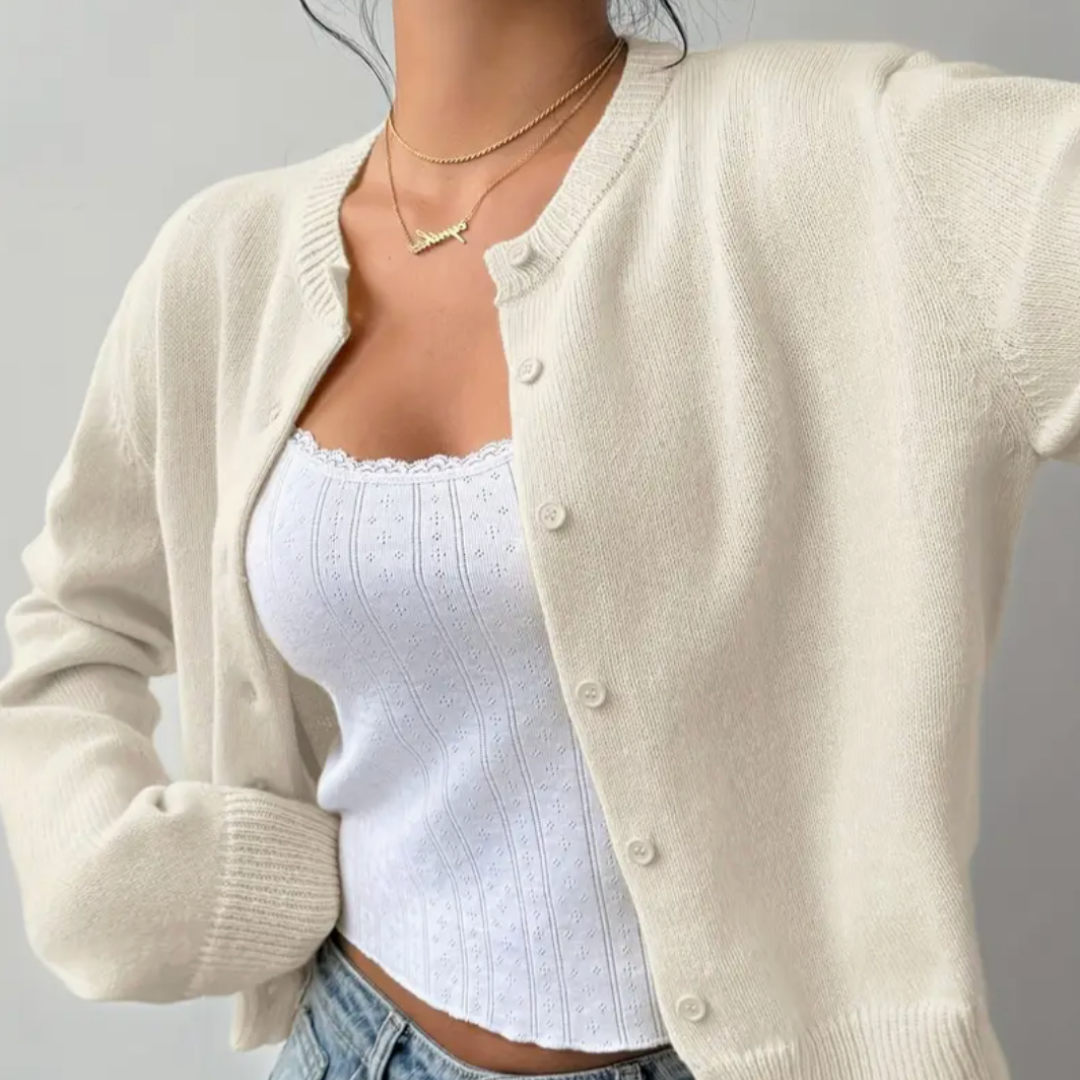 Damen Cardigan Frühling Mit Kragen Und Knöpfen