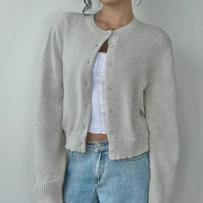 Damen Cardigan Frühling Mit Kragen Und Knöpfen
