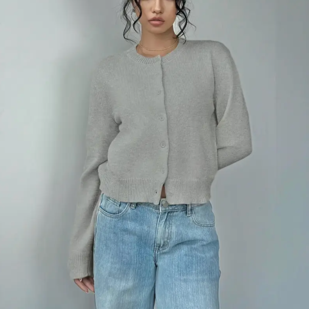 Damen Cardigan Frühling Mit Kragen Und Knöpfen