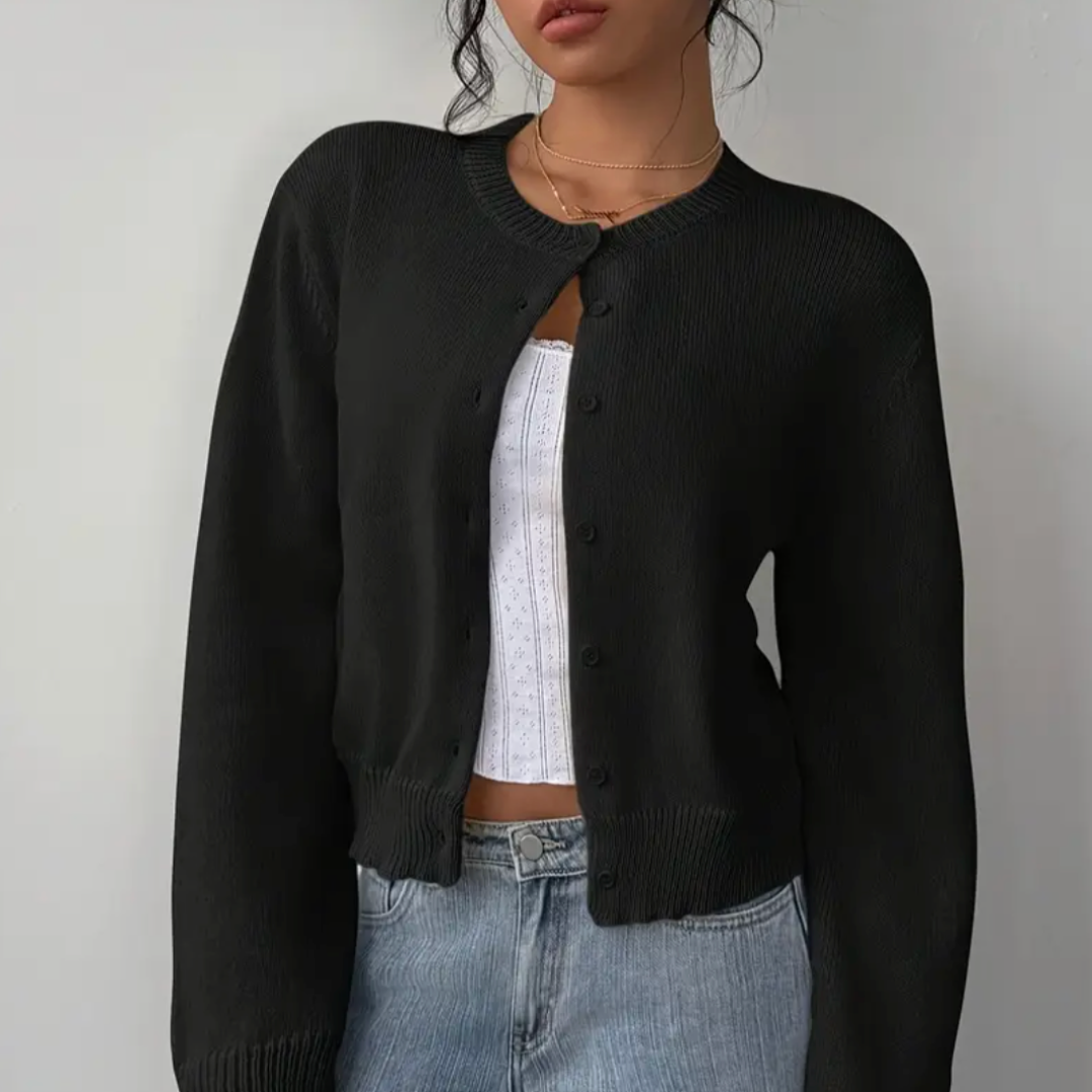 Damen Cardigan Frühling Mit Kragen Und Knöpfen
