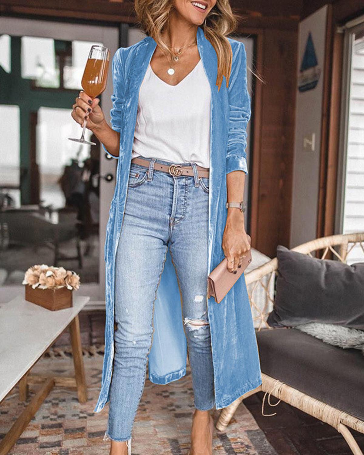 Damen Strickjacke Langarm Offener Vorderteil Modern