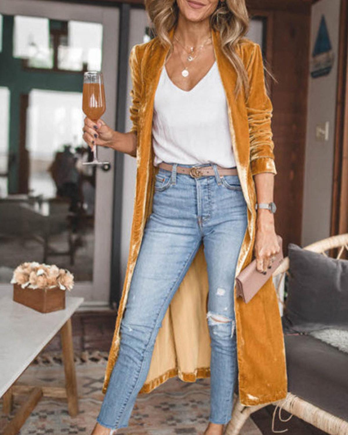 Damen Strickjacke Langarm Offener Vorderteil Modern