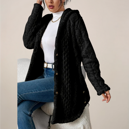 Damen Kapuzenjacke Lang Strukturiert Winterjacke