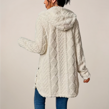 Damen Kapuzenjacke Lang Strukturiert Winterjacke