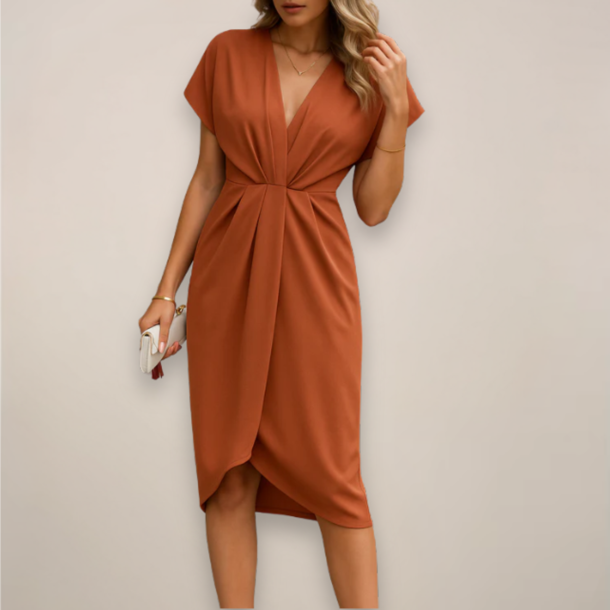 Damen Wickelkleid Midi Elegant für Abendveranstaltungen