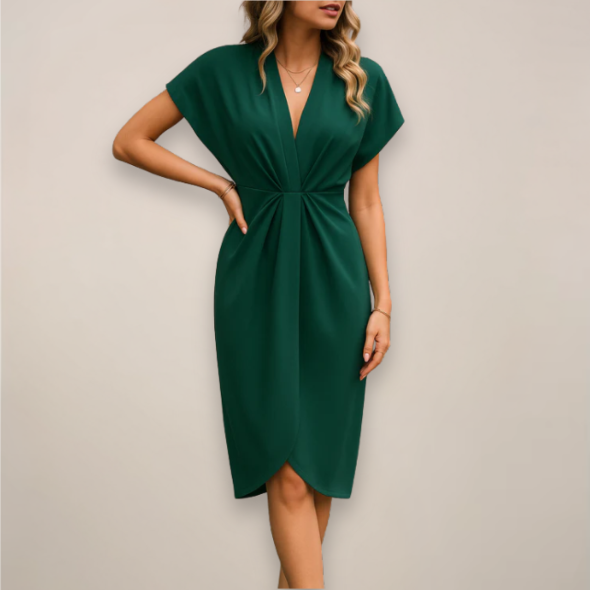 Damen Midikleid Kurzarm Mit Schlitz Sommerkleid