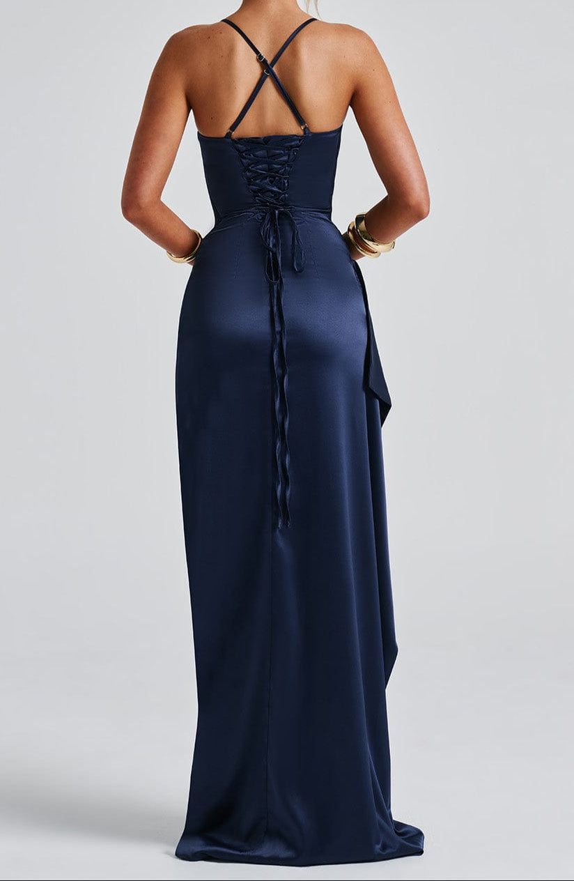 Damen Abendkleid Maxikleid Mit Schlitz Elegant