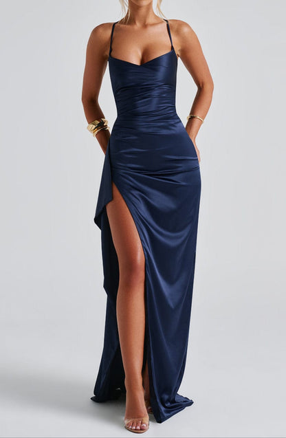 Damen Abendkleid Maxikleid Mit Schlitz Elegant