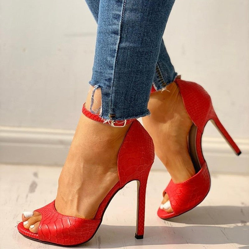 Stiletto Absatzsandale Peeptoe Hochhackig Glitzer